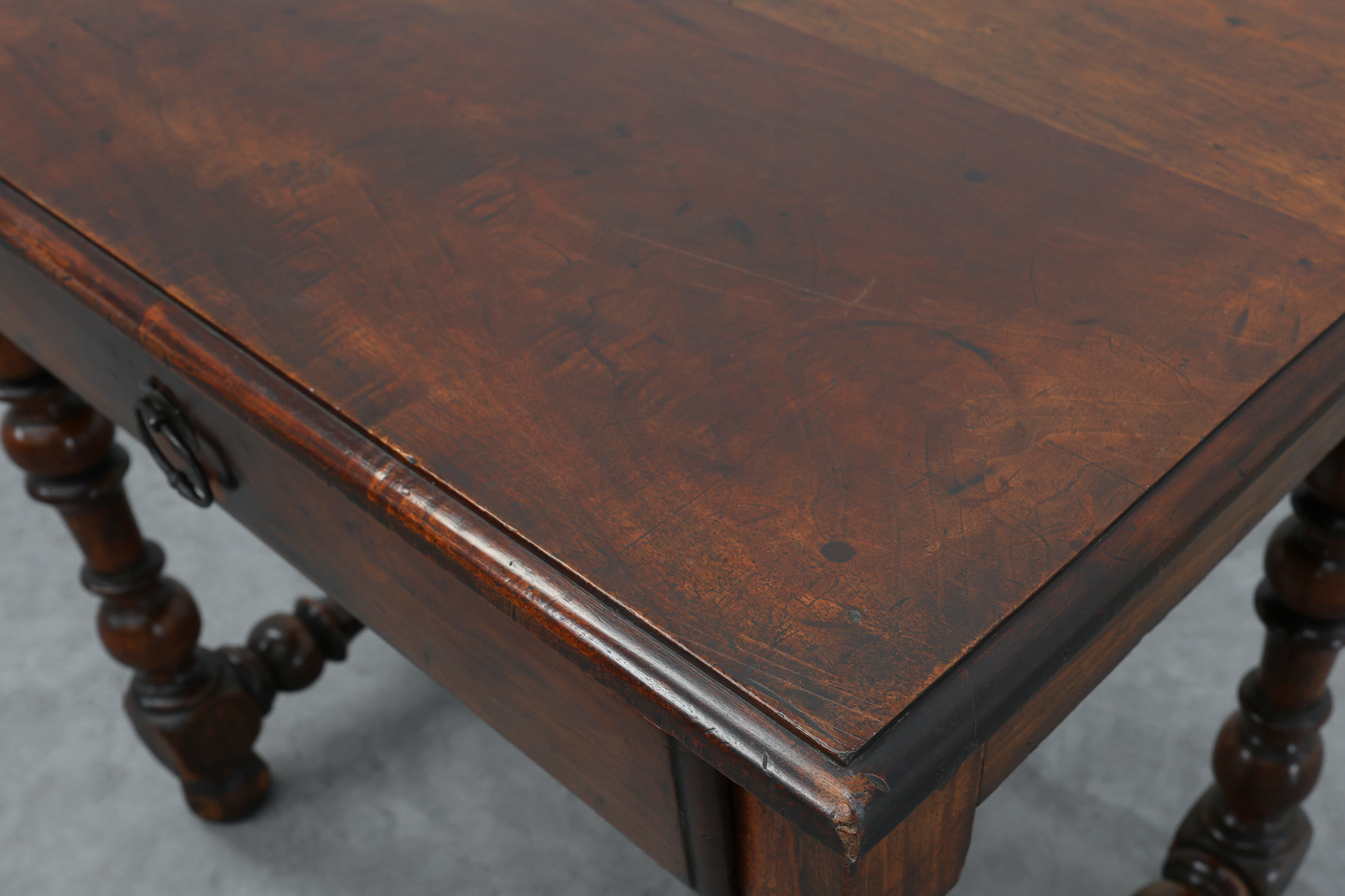 French Louis XIII Walnut Side Table with Drawer and Turned Legs, circa 1850thumbnail